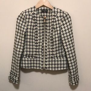 Karl Lagerfeld jacket tweed black and white sz 2